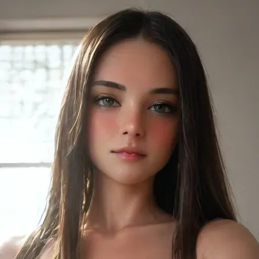 (((Side view))), (blue black hair, clips, ponytail), (POV selfie:1.4), (very skinny petite tiny cutie girl:1.4), close-u