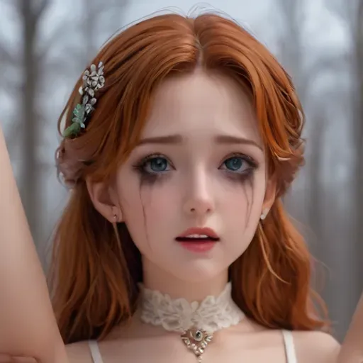 high quality fantasy art of a beautiful adorable super cute girl fairy made of red snow, glowing within, delicate figuri
